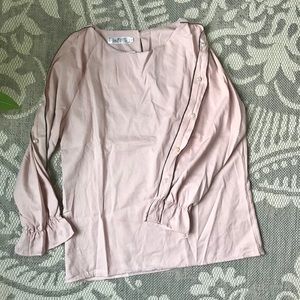 Dusty Pink Pearled Long Sleeve Blouse